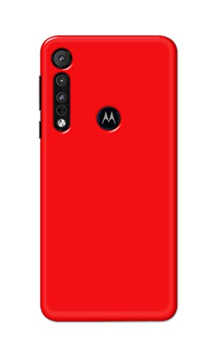 Image of Printed Hard Back Cover Case for Motorola One Macro Back Cover (Plain Red) -1803