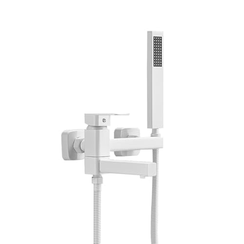 Mitigeur de baignoire-douche blanc avec bec pivotant à 90°