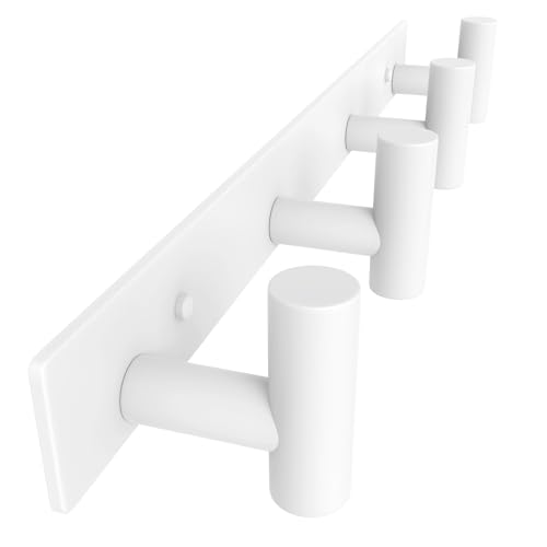 Image of VAEHOLD Hat and Coat Wall Mount Rack - Hooks for Robes, Bags, Keys, and Towels - Bathroom Towel Hanger Organizer (White, inchT inch Shape 4 Hooks 1 Pack)