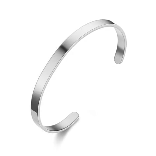 Kritz Bracelet Femme Jonc Rond Fin Rigide Plaqué Argent - Bracelets Forme Ovale 4 mm Empilable Ajustable Acier inoxydable Hypoallergénique - Bijoux Manchette...