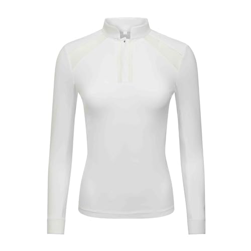 LeMieux Camille - Camisa de manga larga para mujer, ligera y transpirable, cuello alto inteligente, blanco, 46