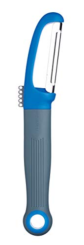 Colourworks 2-in-1 Swivel Potato Peeler and Lemon Zester, Stainless Steel, Blueberry, 20 cm Cover