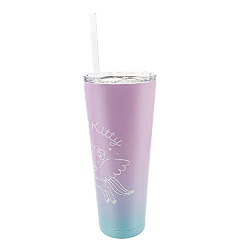 Image of Zak Designs Sanrio Hello Kitty Vacuum Insulated Stainless Steel Travel Tumbler with Splash-Proof Lid, Includes Reusable Plastic Straw and Fits in Car Cup Holders (18 /8 SS, 25 oz)