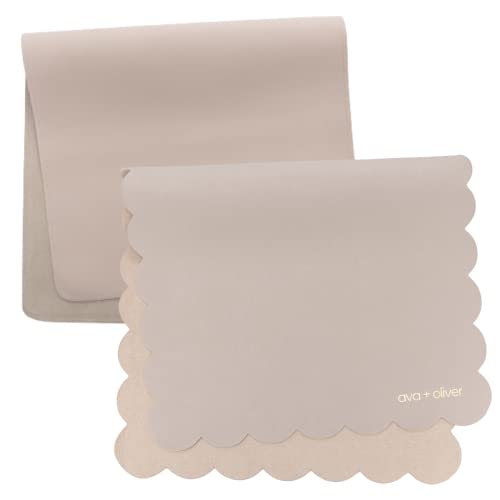 Image of ava + oliver Vegan Leather Baby Changing Mat Bundle | Grey Rectangular and Scallop Edge