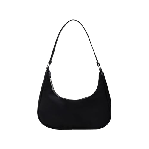 Women Shoulder Bag, Nylon Dumpling Bag with Zipper Mini Purse for women, Fashionable Shoulder Bags for Shopping, Dating, and Traveling(Black)2