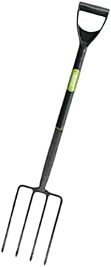 PaMeer 2-Pcs Spade And Fork Set For Gardening, Carbon Steel Gardening Spade & Border Fork, Ergonomic Design Digging Spade and 4 Tines Garden Fork Heavy Duty_ Grey_ 102x 18Cm