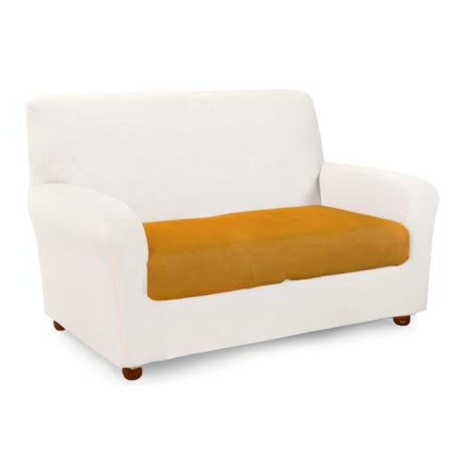 Caleffi Cotton 3 Seater Melange Ocher Elastic Cushion Cover - 51406, Ochre, 3 seats - Image 3