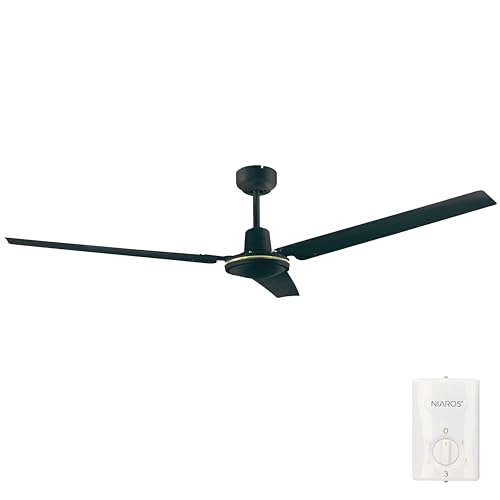 gsc evolution |Ventilador de techo Industrial | Motor AC | Ø142 cm | Ideal para techos industriales | 5 velocidades |Negro | 220-240V