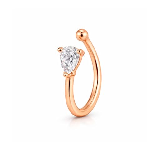 Image of Nilu's Collection Rose Gold American Diamond Non Piercing Nose Pin for Women | Elegant Flower Nose Stud | Minimal Clip-On Nose pin | Anti-Allergy | Anti-Tarnish | Office Wear | Daily Wear | office Wear | Non Piercing