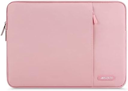 MOSISO Laptop Sleeve Bag Compatible with MacBook Air/Pro, 13-13.3 inch Notebook, Compatible with MacBook Pro 14 inch 2023-2021 A2779 M2 A2442 M1, Polyester Vertical Case with Pocket, Pink