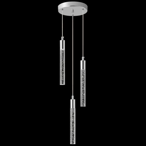 Lampe à suspension moderne à triple éclairage chrome pour grand îlot de cuisine