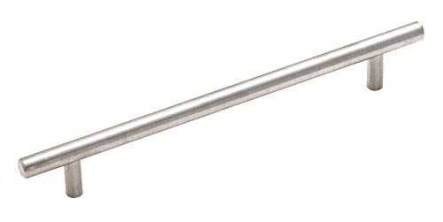 Image of Amerock 7-9 /16 inch Bar Pulls Sterling Nickel Drawer Pull | 7-9 /16 inch (192mm) Center-to-Center Mounting Distance and 9-15 /16 inch Overall Length, Durable Carbon Steel Cabinet Hardware