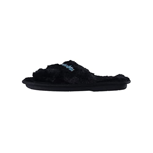 Image of FOCO Womens NFL Team Script Wordmark Fuzzy Cross Slide Slippers