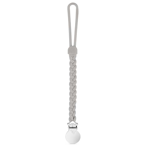 Image of Ryan & Rose Cutie Clip Braiden Pacifier Clip - Braided Silicone (Slate)