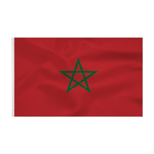 Drapeau du Maroc Moroccan flag 3x5FT -(90x150cm) Indoor/Outdoor Quality Polyester with Vivid Color and Brass Grommets Decorations Drapeau Maroc