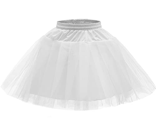 Abaowedding Flower Girls Hoopless Petticoat Slip With 3 Layers Elastic Kids Crinoline Underskirt(White 1,One Size) #TOP26