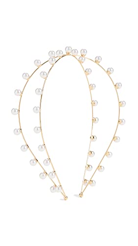 LELET NY Womens Exes Pearl Headband Pearl Off White Gold One Size