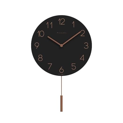 mooas Flatwood Wall Clock Pendulum Black,12" Wood Wall Clock Non-Ticking Sweep Movement Decorative Wall Clock Battery Operated Wall Clock for Home Living Room Kitchen Bedroom Office School
