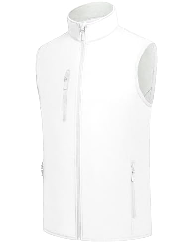 Men's Softshell Vest Fleece-Lined Windproof Sleeveless Jacket for Travel Hiking Fishing Running Golf