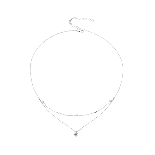 Collier Moissanite double rang en argent fin pour sublimer vos tenues de soirée et du quotidien