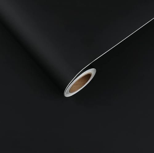 Image of WISDOM Matte Black Decorative for Cabinets Countertops Kitchen Shelves Liner Self Adhesive Film Peel and Stick Waterproof Removable Wallpaper (24 x 200, Black Matte Wallpaper)