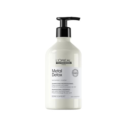 L'OREAL PROFESSIONNEL - Crème Lavante Metal Detox - Shampoing Anti-Casse & Anti-Metal - +67% de Nutrition - Empêche La Couleur de Virer - Sans Sulfate - Cheveux Secs, Abîmés & Cassants - 500 ml