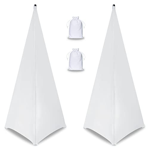 Wakult Speaker Stand Cover-Dj Speaker Covers Compatible With Most Adjustable Tripod Speaker Stand,Speaker Stand Scrim 360 Degree Cover With Free Travel Bag (Two Pack-white)