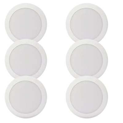 Lunabode LED 7.5" Flush Mount Ceiling Light, Light Fixtures, LED Disk Lights, Round LED Light,16.5W (120W Equivalent), 120V, 4000K, ETL, Wet Location LED Light- 4/6" J-Box(Natural White, 6 Pack)