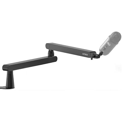 IXTECH Mic Arm Desk Mount, Low Profile 360° Swivel Mic Boom Arm, Adjustable Microphone Arm with Detachable Rise Column and Built-In Cable Management for Streaming and Recording LIZARD Model. Cover