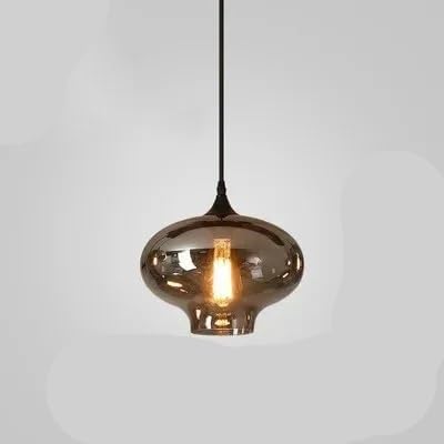 Suspension LED en verre gris Style C pour restaurant et cuisine moderne