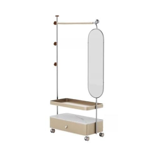 Questo specchio a figura intera è dotato di rotelle e rotazione a 360°, consentendo di risparmiare spazio ed è ideale for camere da letto, soggiorni, corridoi, negozi di abbigliamento e altro ancora.
