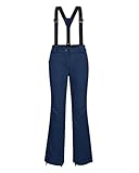 Outdoor Ventures Pantalones de esquí para mujer, impermeables, resistentes al viento, con forro cálido, transpirables, de secado rápido, pantalones de esquí, azul, S / 31L
