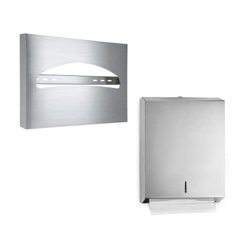 Alpine Industries 400 C-Folds / 525 Multifolds Paper Towel Dispenser & Alpine Industries Toilet Seat Cover Dispenser Bundle