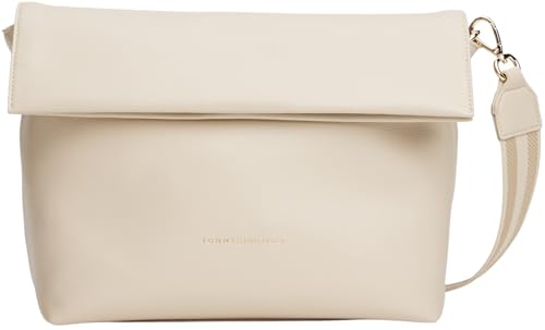 Tommy Hilfiger TH LOGOTAPE Med Crossover AW0AW17692 Crossover para Mujer, Beige (Beige clásico), Talla única, Beige (Beige clásico), One Size