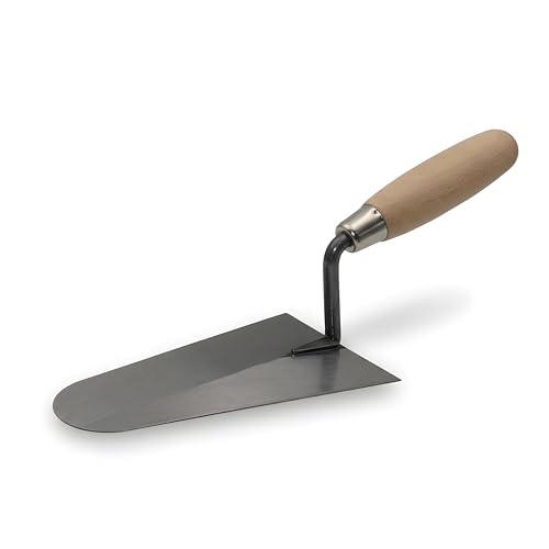 DEWEPRO Italienische Kelle 180mm Profi-Putzkelle Stahlblatt Holzgriff gerader Hals Handputzkelle für Mauer Putz Spachtelarbeiten