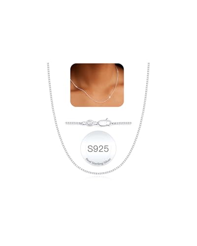 ZHESHY Collar Plata Ley 925 para Mujer Collar Cadena Gargantilla Plata Sin Colgante De 0,8/1/1,3mm Choker Largo Apilable al Agua Regalos Joyería Largo 40/45/50/55cm