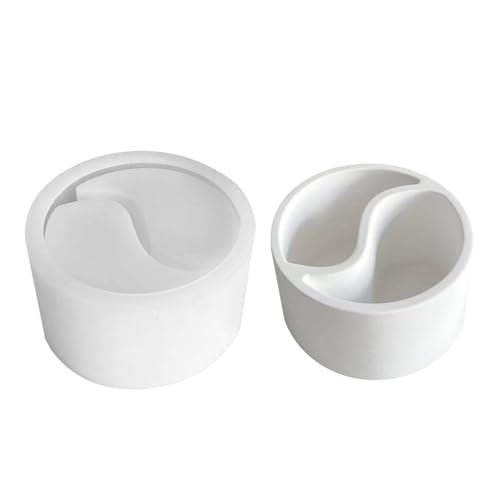 Holdes Molde de silicona para tarros de velas, moldes de fabricación de contenedores de almacenamiento, moldes de Tai Chi, portavelas de hormigón, molde de silicona para decoración del hogar hecha a