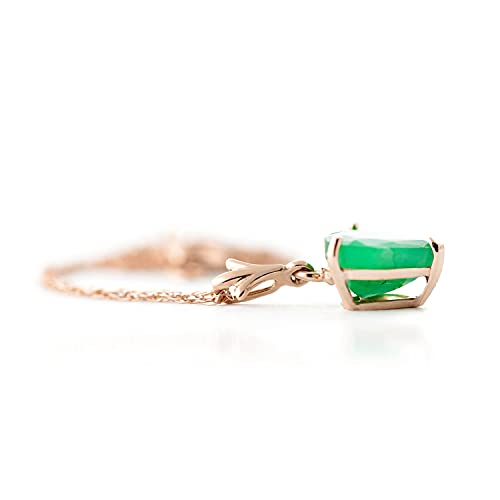 Galaxy Gold Gg 14K 20" Solid Rose Gold Necklace With Natural 1.20Ct Emerald Heart Pendant #TOP4