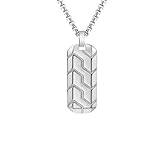 Fashion Minimalist Style Personalized Stainless Steel Geometric Tire Pattern Men's Pendant Necklace (Steel color)