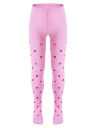 Aislor Kids Girls Heart Print Pantyhose Stretchy Tights Footed Leggings Stockings School Uniform Tights