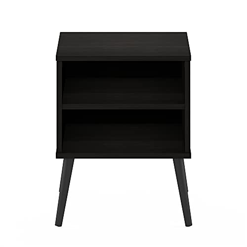 Furinno Claude Side Table, 2-Tier Square Mid-Century End Table with Wooden Legs, Open Shelf Night Stand, Bedside Table, for Living Room, Bedroom, Espresso - image 5