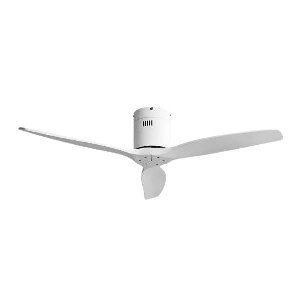 Brightium Ventilador DC blanco de 3 aspas, 6 velocidades, sin luz, control remoto y temporizador; ideal para climatizar espacios.