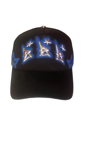 Ceyda Barbas Hats BBB Snapback Hat, Black Cotton Canvas, Adjustable Strap, Stars Theme, One Size,...