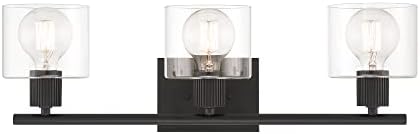 DESIGNERS FOUNTAIN Vibrato 3-Lights Vanity Light Fixture, 24 Inch Wall Mount Sconce for Bathroom, Bedroom or Mirror, Matte Black, D285M-3B-MB