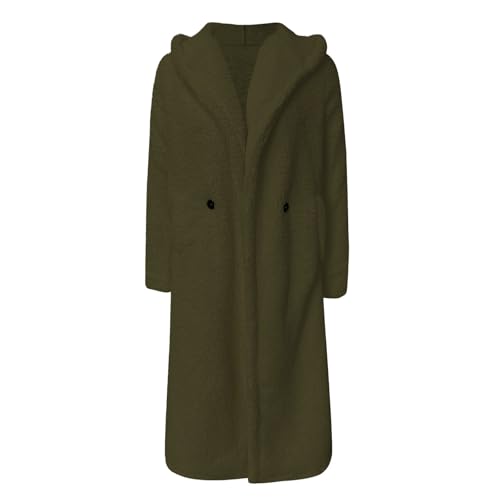 Women Fuzzy Fleece Long Cardigan Oversized Open Front Lapel Shacket Jackets Faux Fur 2024 Warm Winter Outwear Coat3