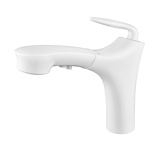 Robinet de lavabo extractible blanc monocommande en laiton pour eau chaude et froide