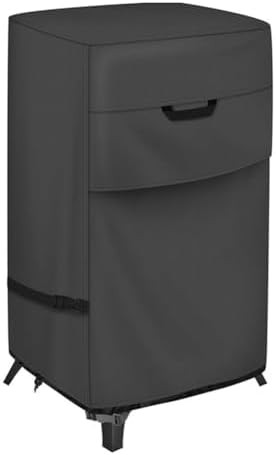 Hosrivae 600D Vertical Electric Cover for Outdoor Use, Waterproof for UV Resistant Smoke Hood Protector with Straps, Fits 19x17x35 Inch Grills, Black — view 6