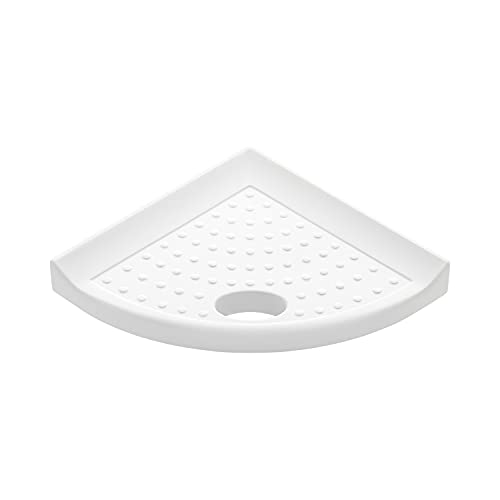 Questech Décor 5 Inch Shower Footrest, Wall Mounted Corner Shower Shaving Shelf, Lugged For New Construction, Corner Shower Shelf Caddy For Tiled Shower Walls, 5 Inch Metro Lugged, Bright White Matte #TOP1
