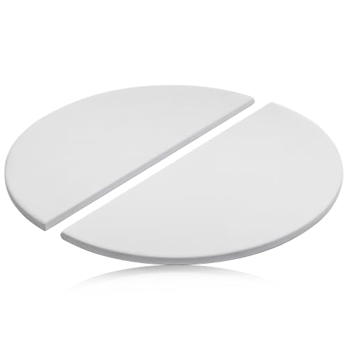 Half-Moon Heat Deflector Plates for Kamado Joe Big Joe I II III Replacement Parts BJ-HDP Indirect Cooking Cordierite Heat Deflector Plates Accessories for Kamado Joe 24 Grill Smoker White 2-Pack