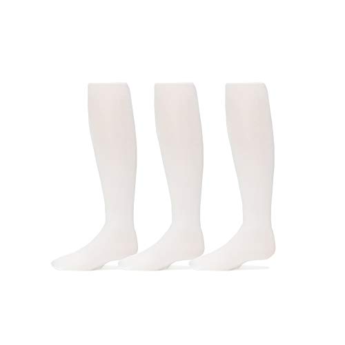 Trimfit Girls Microfiber Tights, Stretchy Footed Kids Dance Leggings, 3 Pack, White, 2-4